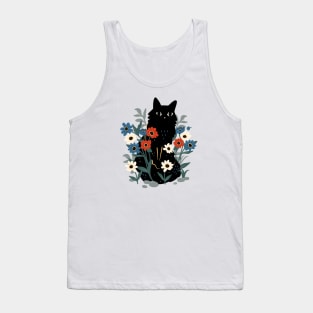 Cute black cat in the garden Tank Top